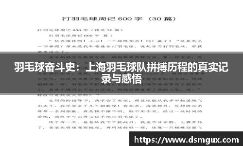 羽毛球奋斗史：上海羽毛球队拼搏历程的真实记录与感悟